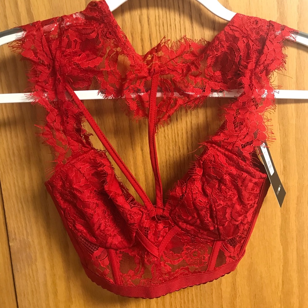 Lace caged bralette top